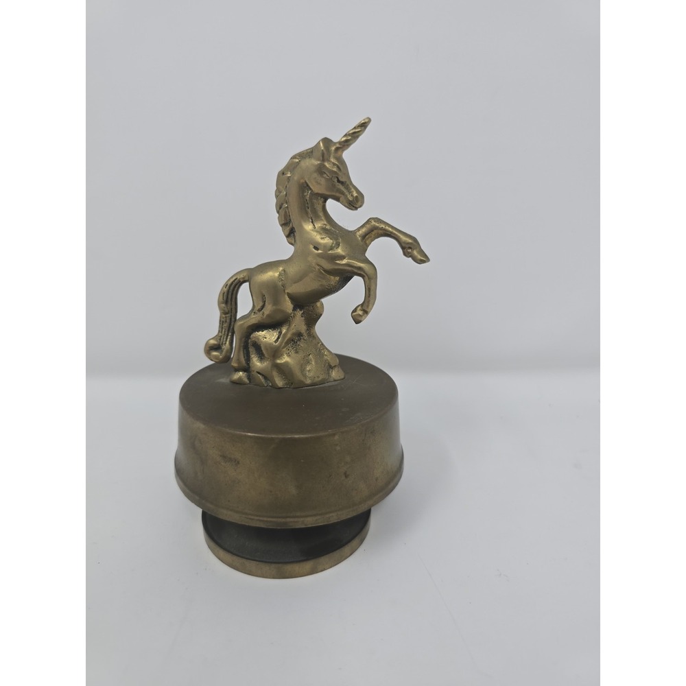 Vintage Brass Unicorn Music Figurine By Flambo plays The Impossible Dream - Picture 4 of 7